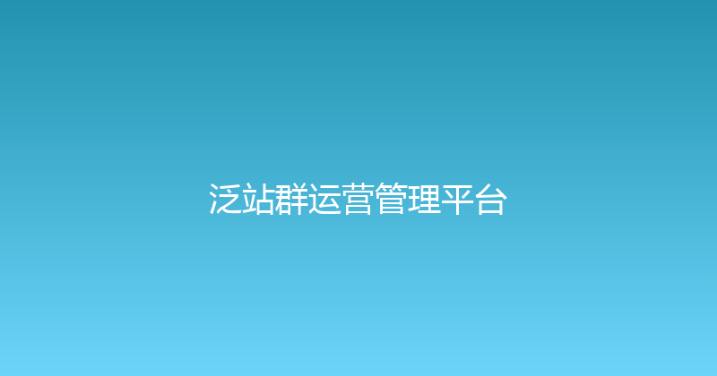 泛站群运营管理平台 封面图