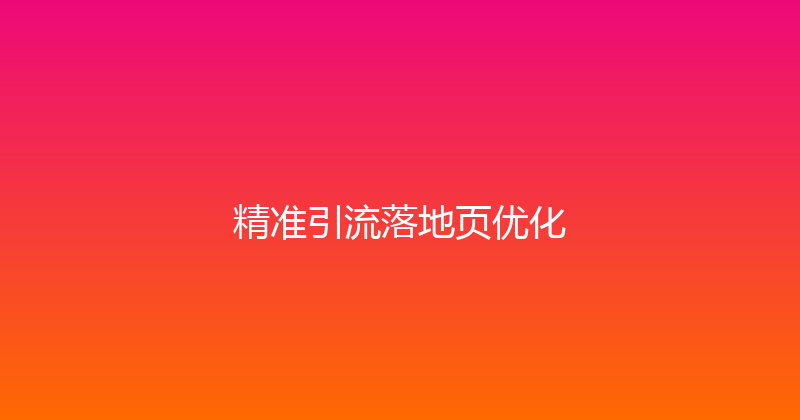 精准引流落地页优化 封面图