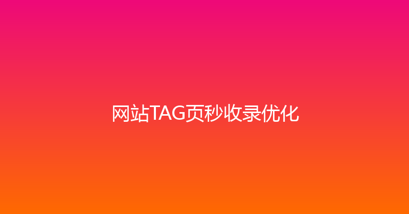 网站TAG页秒收录优化 封面图
