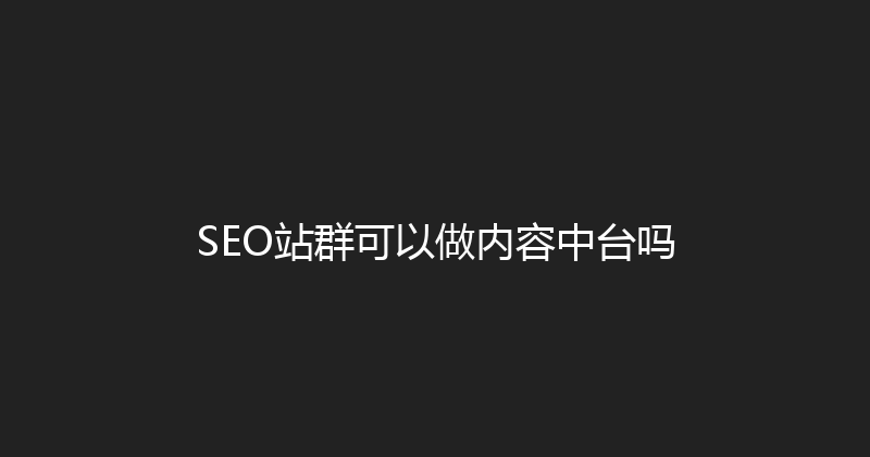 SEO站群可以做内容中台吗 封面图