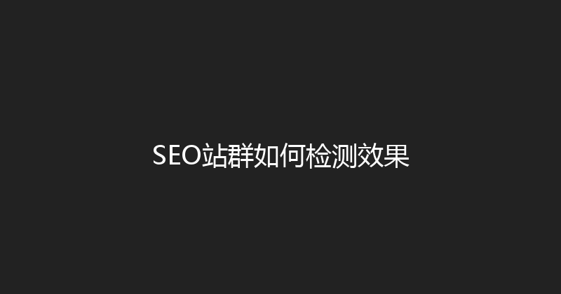 SEO站群如何检测效果 封面图